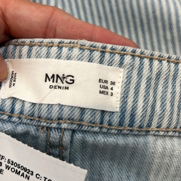 Mango denim Light Blue striped Culotte cropped/mid waist jeans size 4. NWT! - Picture 6 of 8